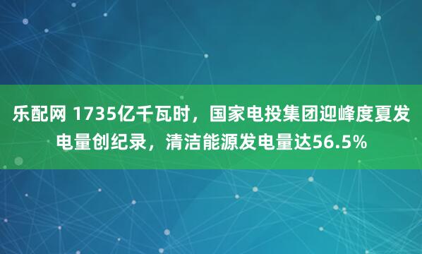 乐配网 1735亿千瓦时，国家电投集团迎峰度夏发电量创纪录，清洁能源发电量达56.5%