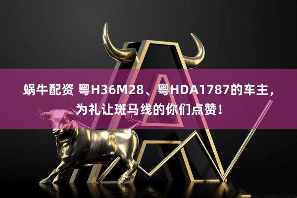 蜗牛配资 粤H36M28、粤HDA1787的车主，为礼让斑马线的你们点赞！
