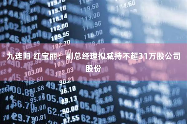 九连阳 红宝丽：副总经理拟减持不超31万股公司股份